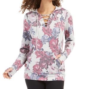 Ideology woman’s Floral Printed Lace Up Hoodie XS